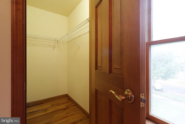 spacious closet with wood finished floors