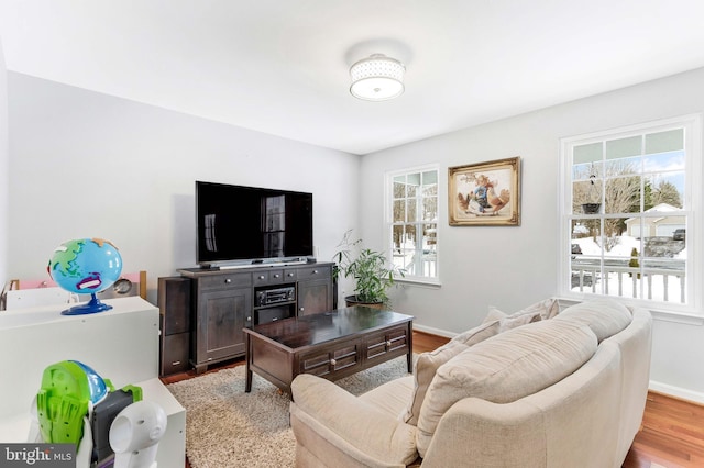 living room with light wood-type flooring