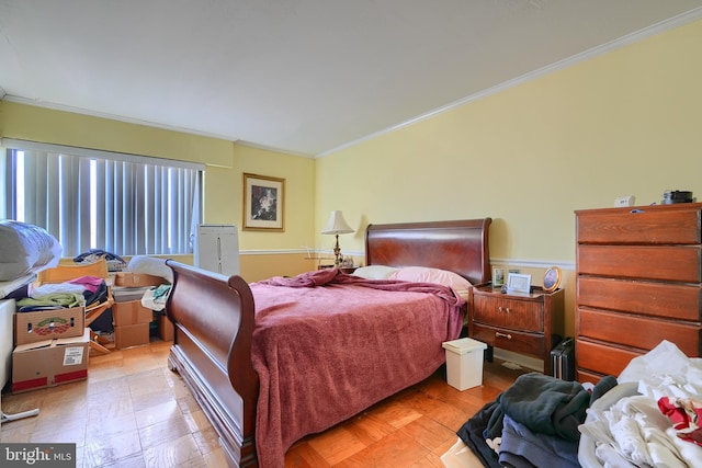 bedroom featuring ornamental molding