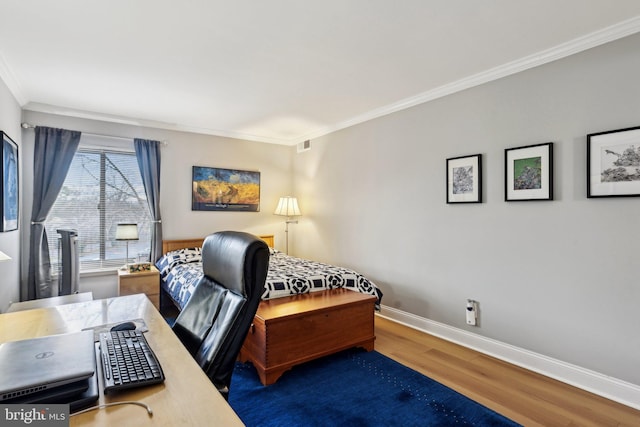 office featuring crown molding and wood-type flooring