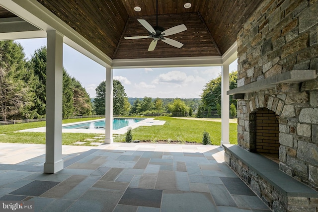 view of patio / terrace with ceiling fan