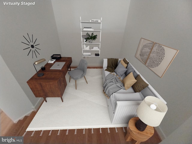 living room with hardwood / wood-style flooring