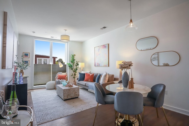 living room with wood-type flooring