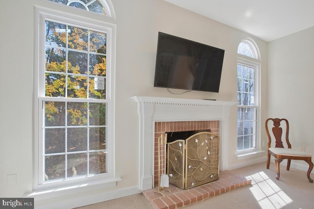 interior space with a fireplace