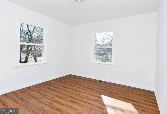 empty room with wood-type flooring and a healthy amount of sunlight