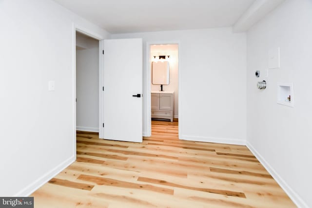 interior space with light hardwood / wood-style floors