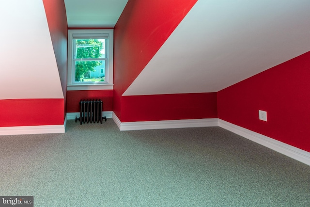 additional living space with carpet flooring and radiator