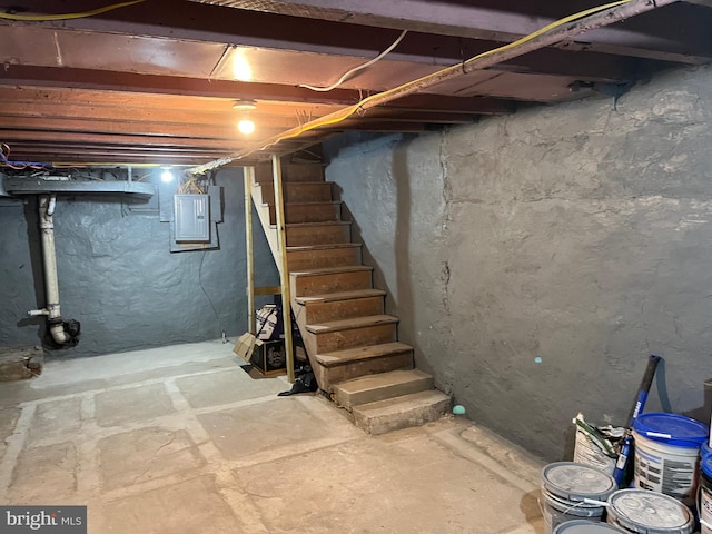 basement with electric panel