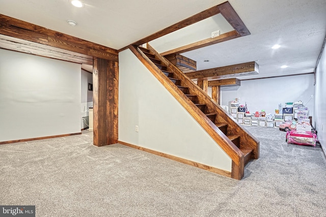 basement with carpet floors