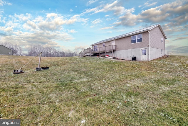 view of yard featuring a deck