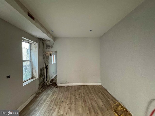 spare room with light hardwood / wood-style floors