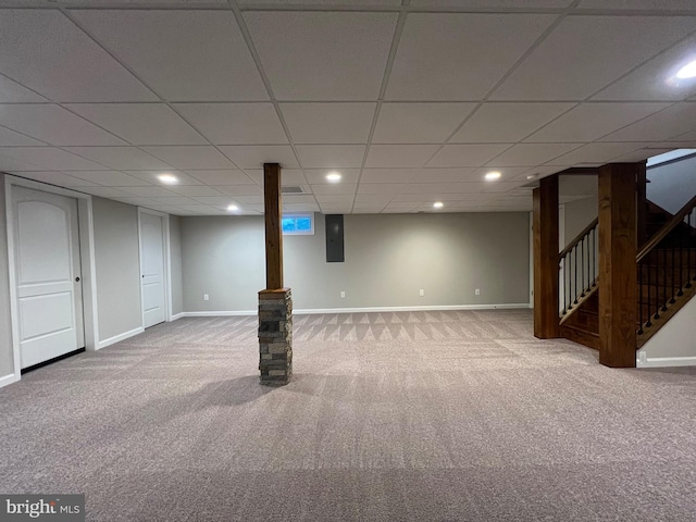 basement with carpet floors