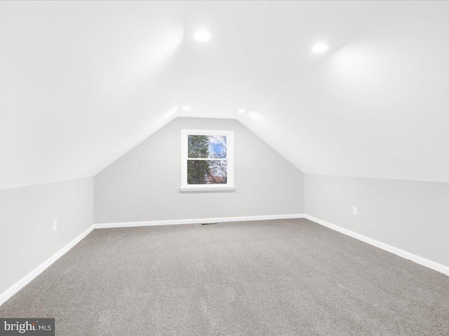 additional living space featuring carpet floors and lofted ceiling