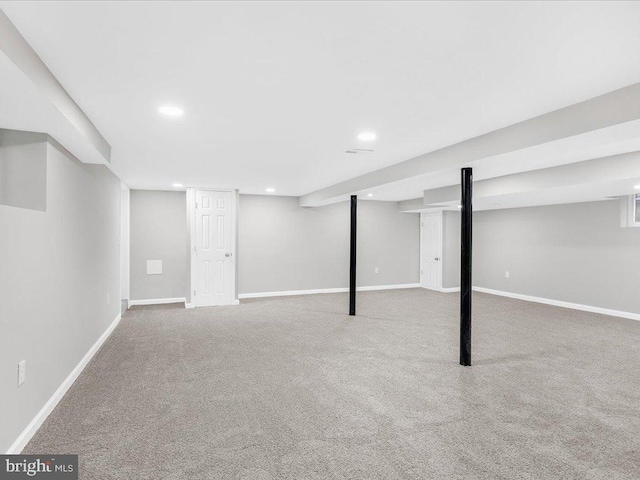 basement with carpet