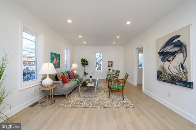 living room featuring light wood-type flooring