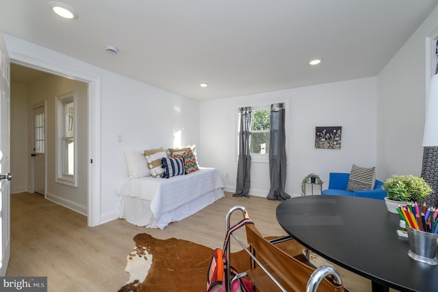 bedroom featuring light hardwood / wood-style floors