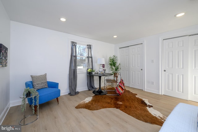 sitting room featuring light hardwood / wood-style floors