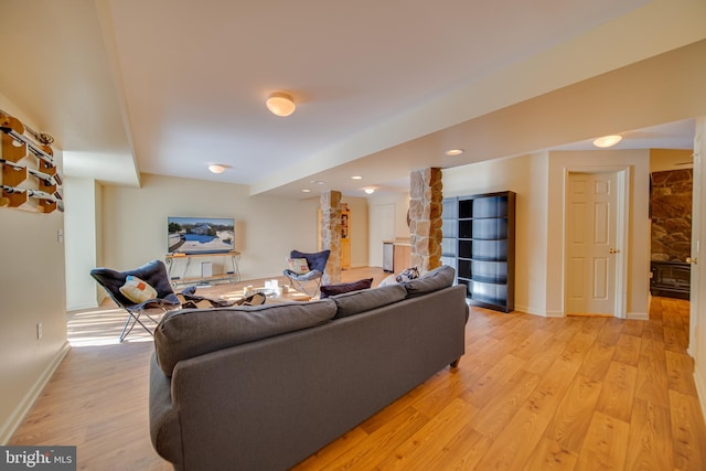 living room featuring light hardwood / wood-style floors