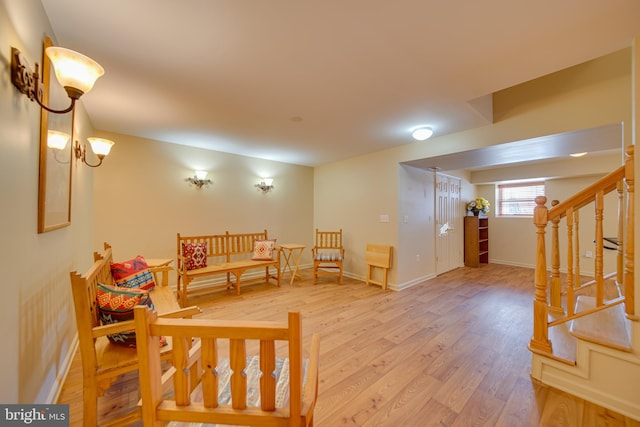 interior space with light hardwood / wood-style flooring