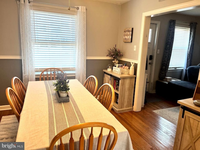 dining room featuring wood-type flooring