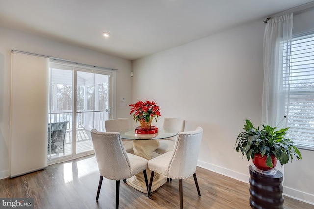 dining room with a wealth of natural light and hardwood / wood-style floors