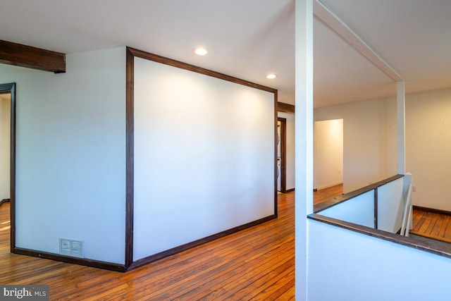 interior space with dark wood-type flooring