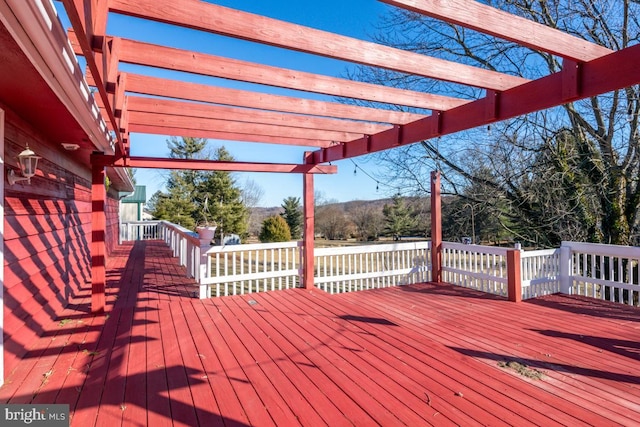 wooden terrace featuring a pergola