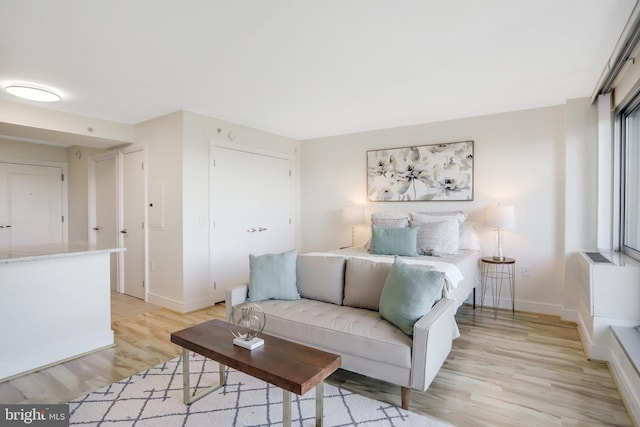 bedroom featuring light wood-type flooring