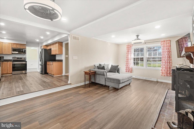 living room featuring wood-type flooring