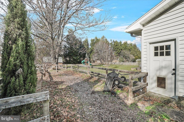 view of yard with a playground