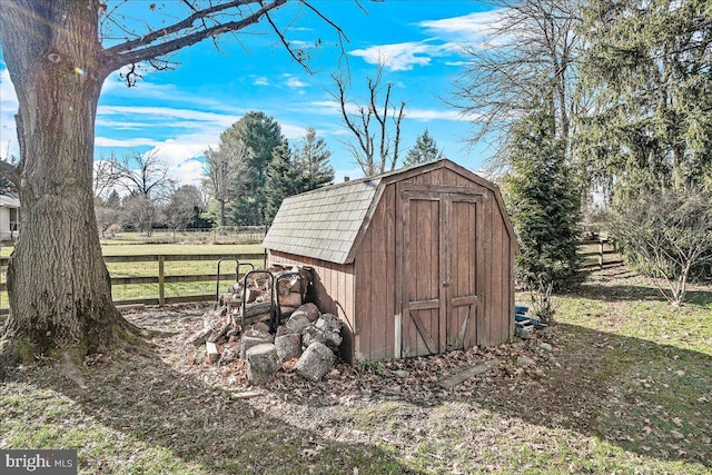 view of outdoor structure featuring a rural view