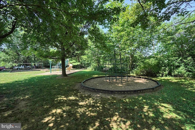 view of yard with a playground