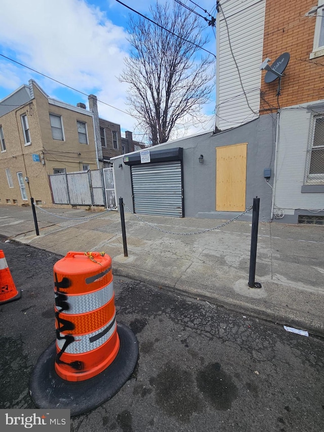 exterior space featuring a garage