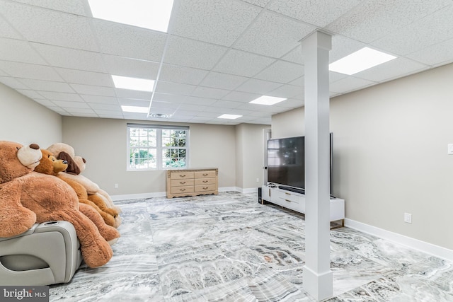 bedroom with a drop ceiling