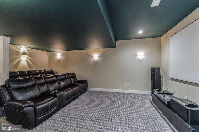 view of carpeted home theater room