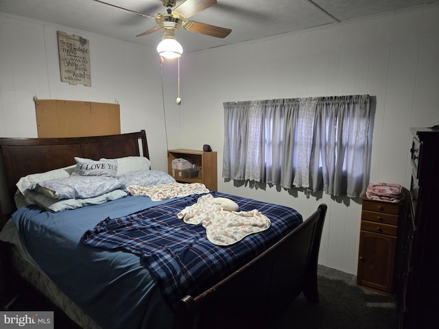 bedroom with carpet floors and ceiling fan