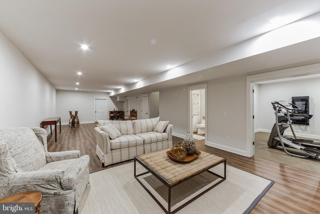 living room with light wood-type flooring