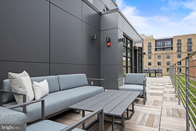 exterior space featuring an outdoor living space