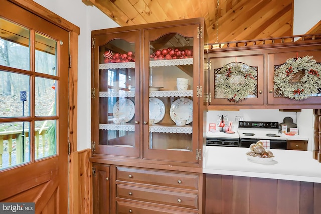 kitchen with wooden walls