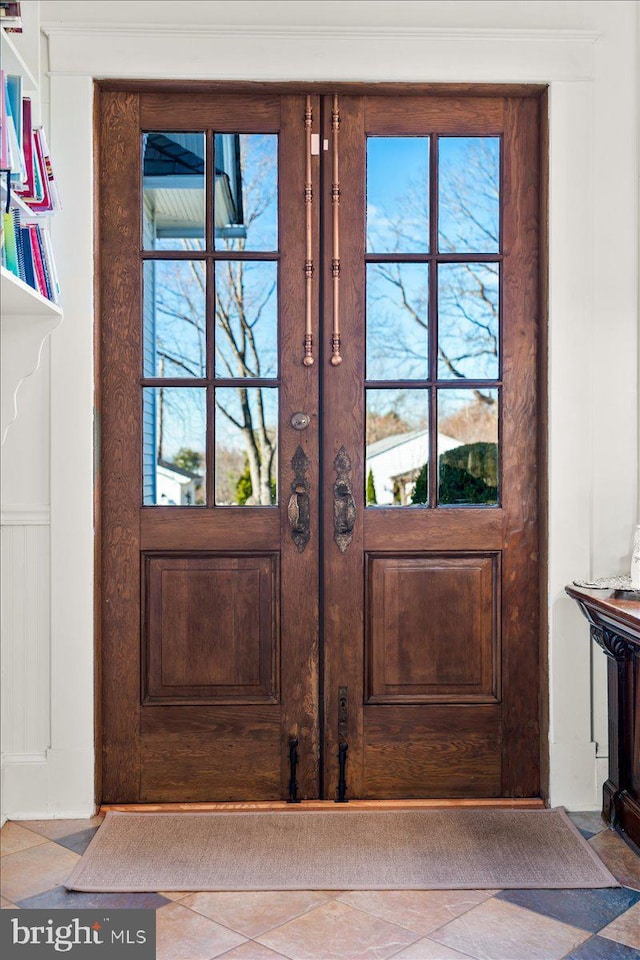 doorway to outside featuring french doors