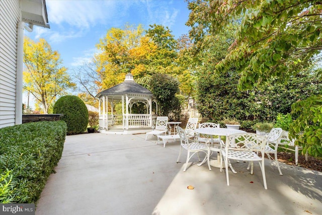 view of patio / terrace featuring a gazebo