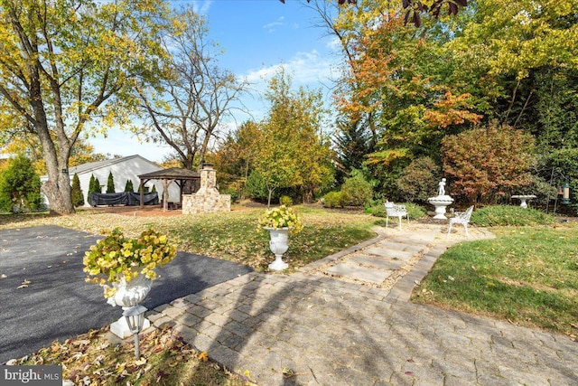 view of yard with a gazebo