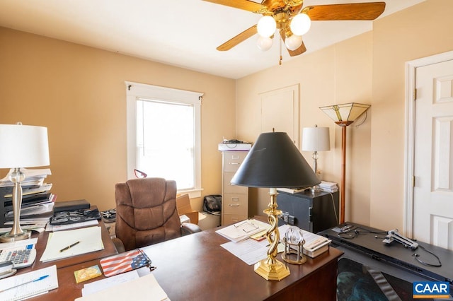 home office with ceiling fan