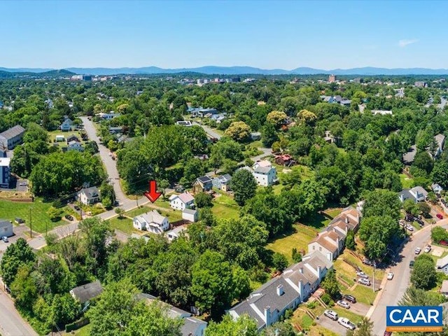 aerial view with a mountain view