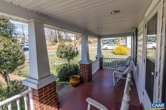 view of patio featuring covered porch