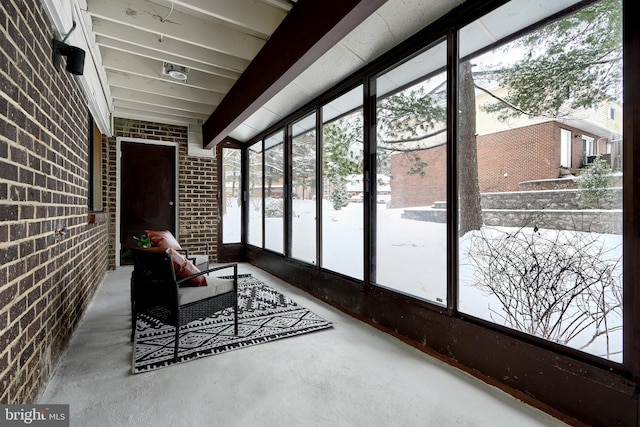 view of unfurnished sunroom