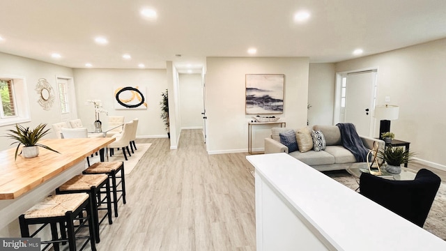 living room with light wood-type flooring