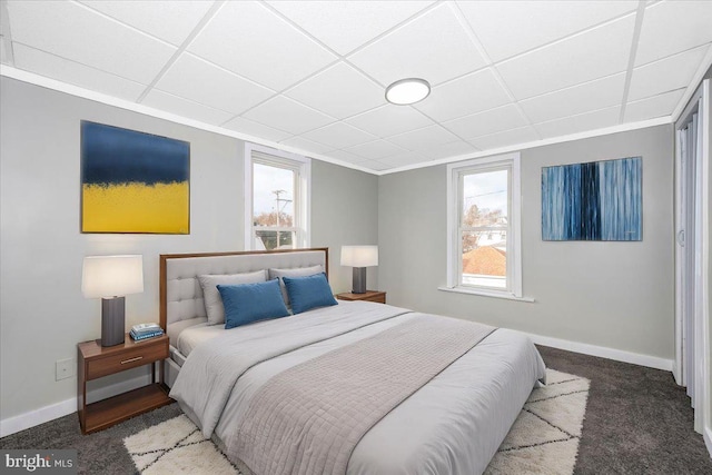bedroom with carpet and ornamental molding