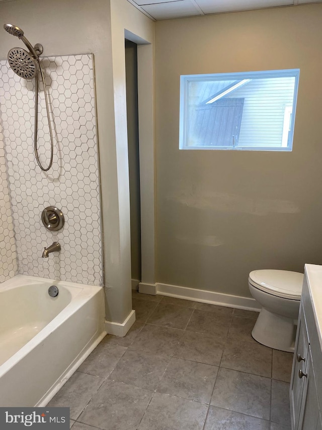 full bathroom with vanity, toilet, and shower / washtub combination