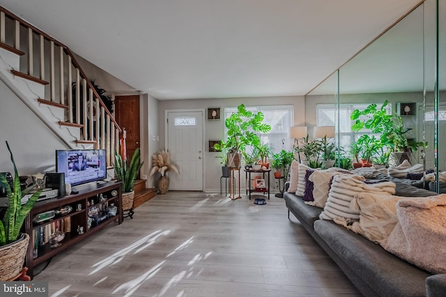 living room featuring wood-type flooring